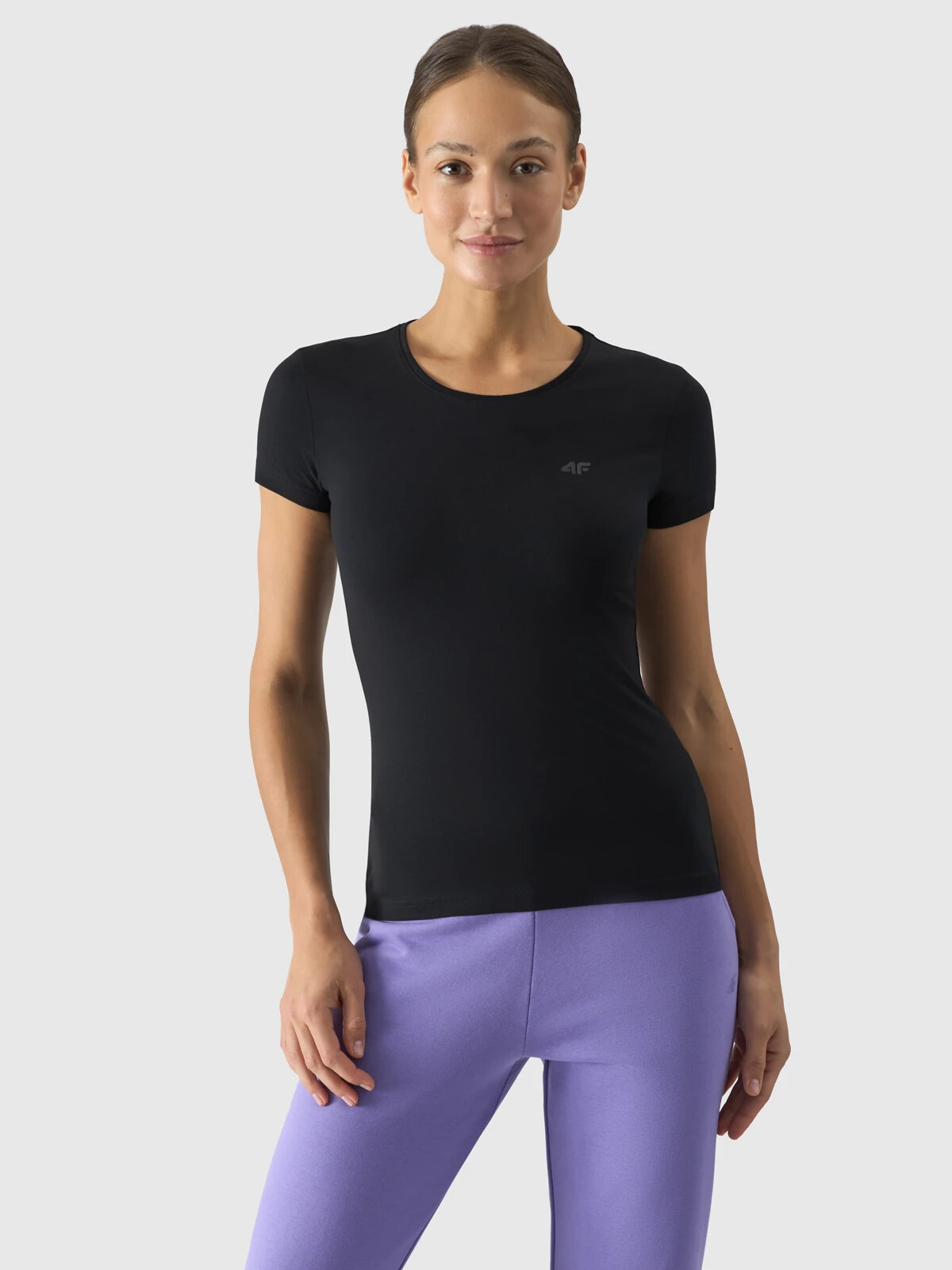 Women's slim T-shirt 4F - black