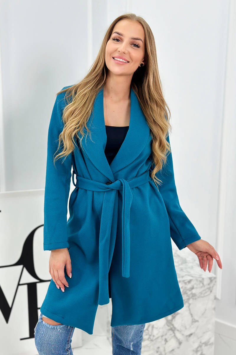 Coat with one button closure turquoise