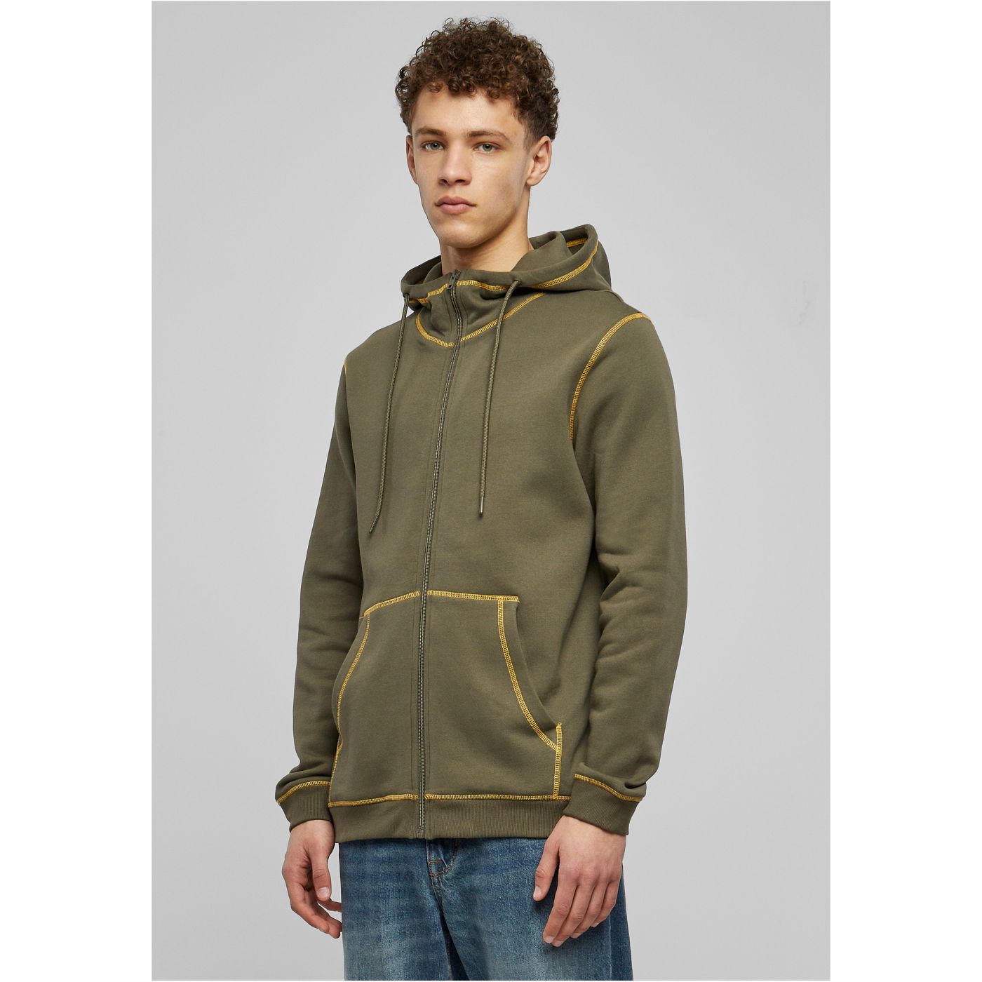 Biocontrast Flat Zip Sweatshirt Olive/Yellow