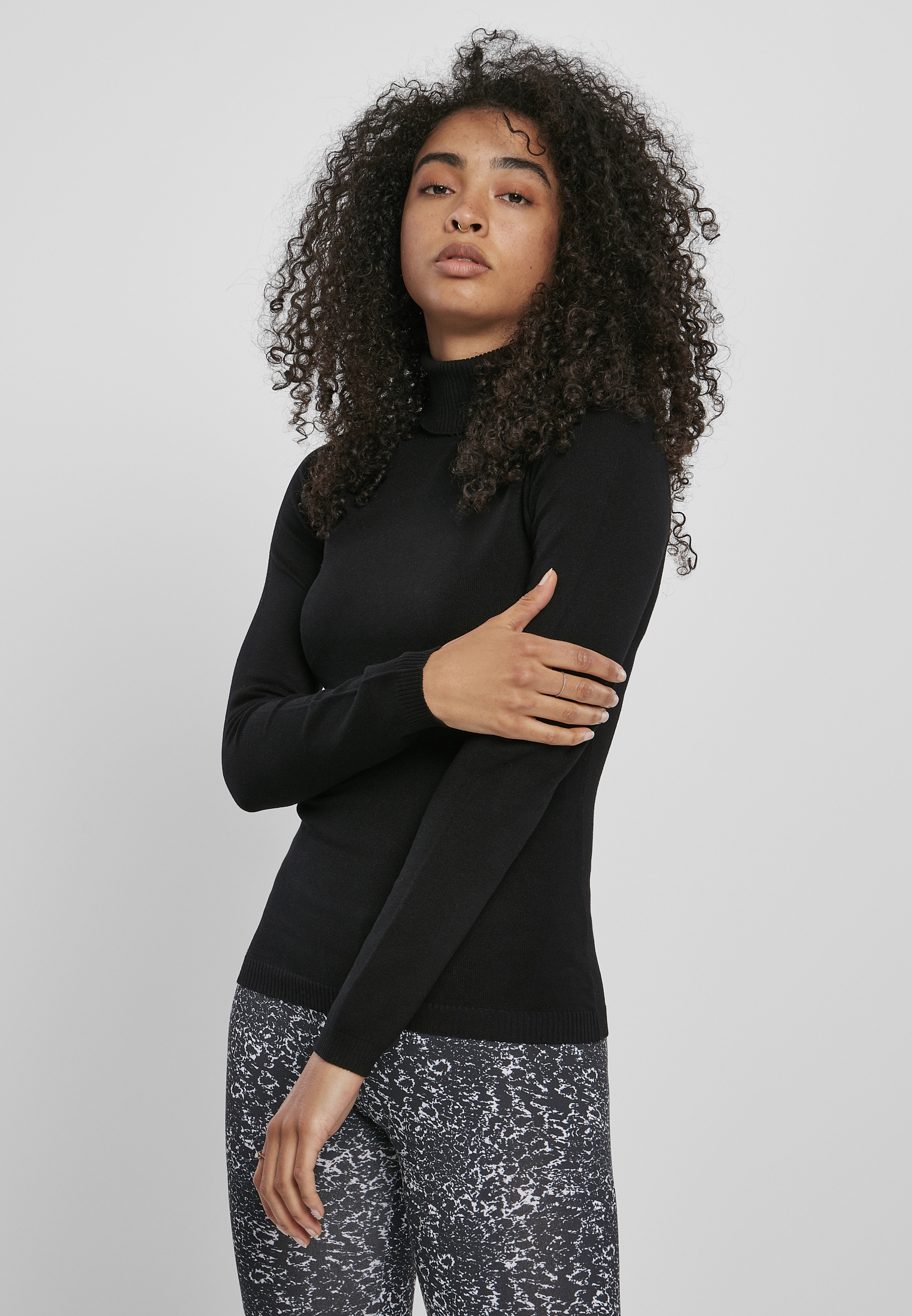 Doamnelor de bază Turtleneck pulover negru