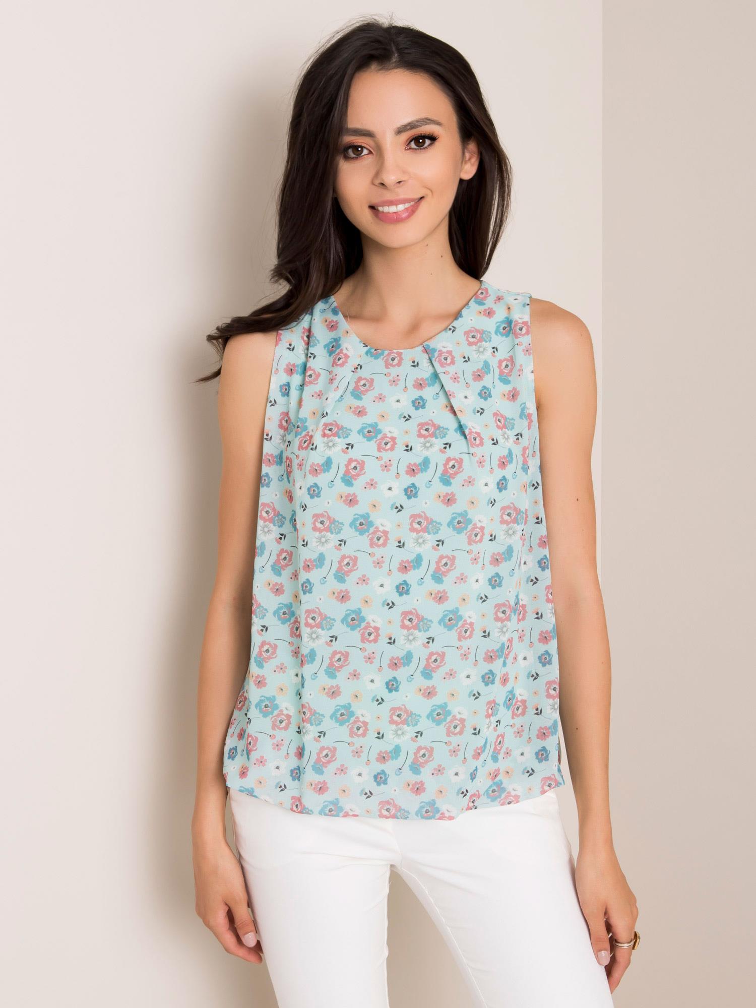 SUBLEVEL Mint Top Z Kwiatami