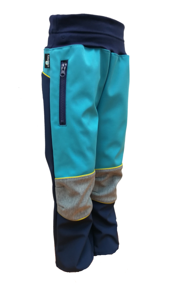 Dětské softshellové kalhoty - tm.modro-tyrkysové