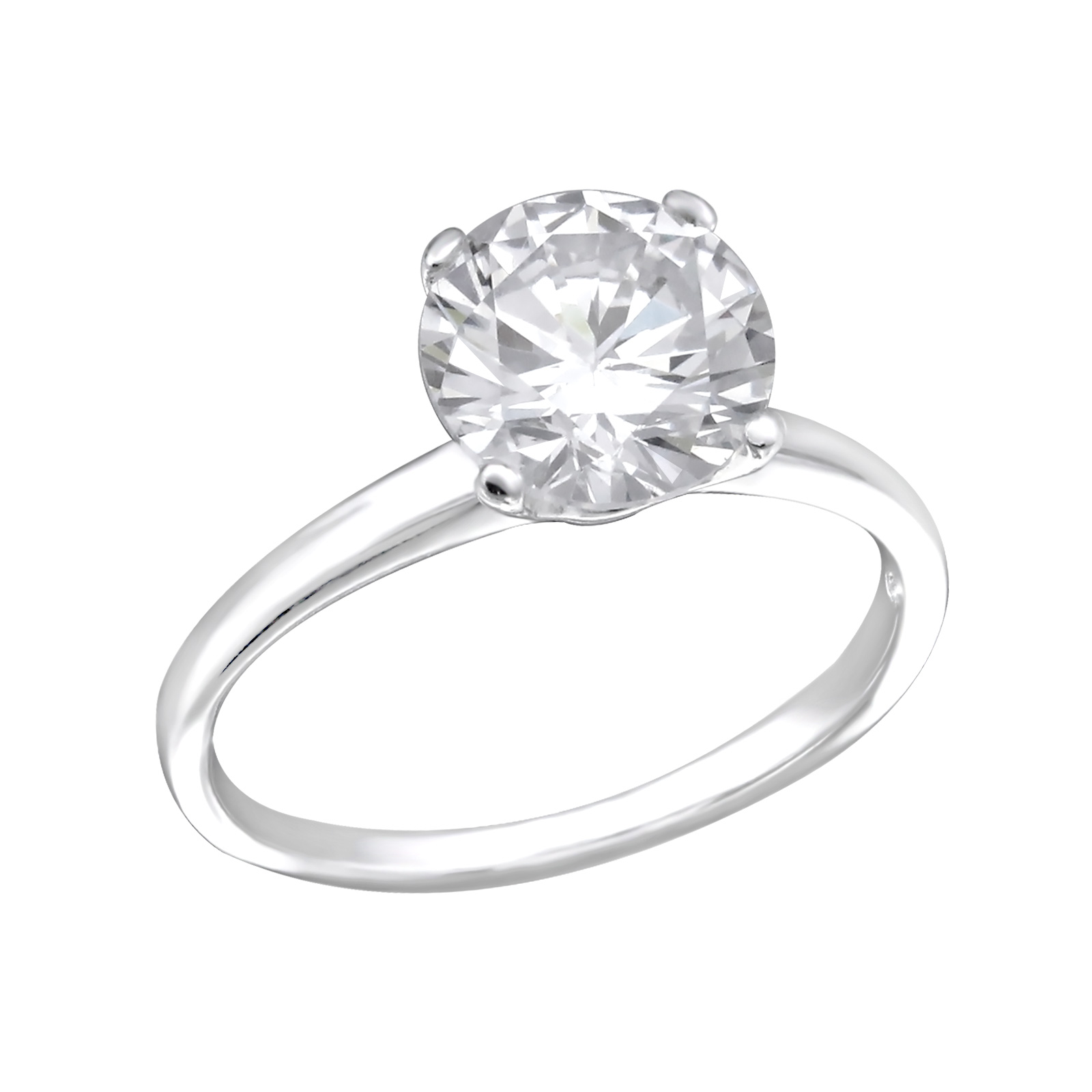 Round Elegance Silver Engagement Ring
