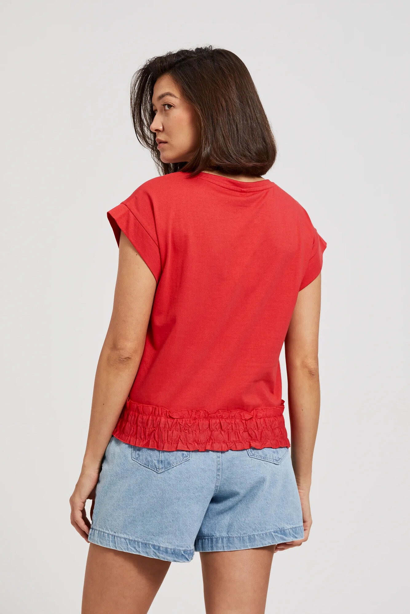 Women's T-shirt with elastic waistband MOODO - red