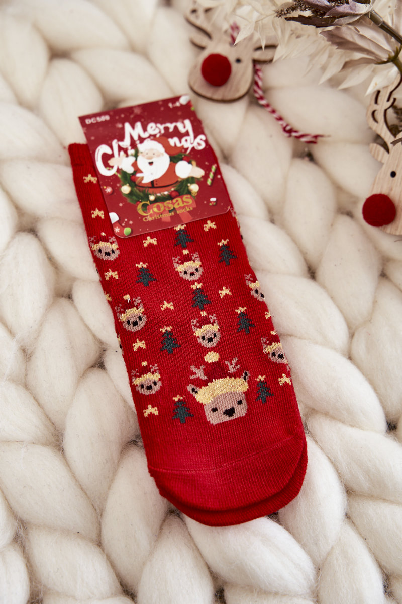 Children's Christmas socks Reindeer Cosas red-green