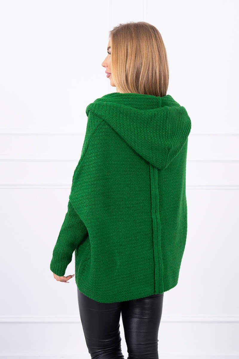 Sweater with hood and green bat sleeves