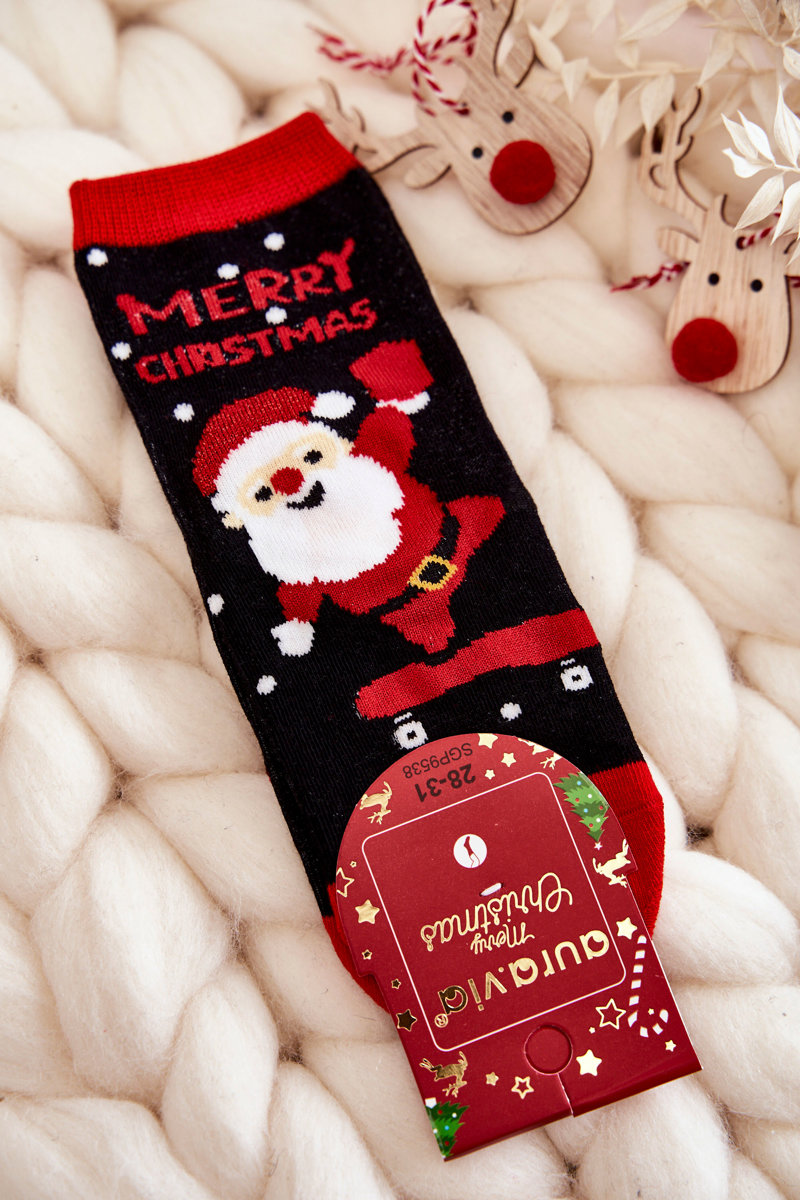 Levně Dětské ponožky "Merry Christmas" Nicholas Černý a Červený