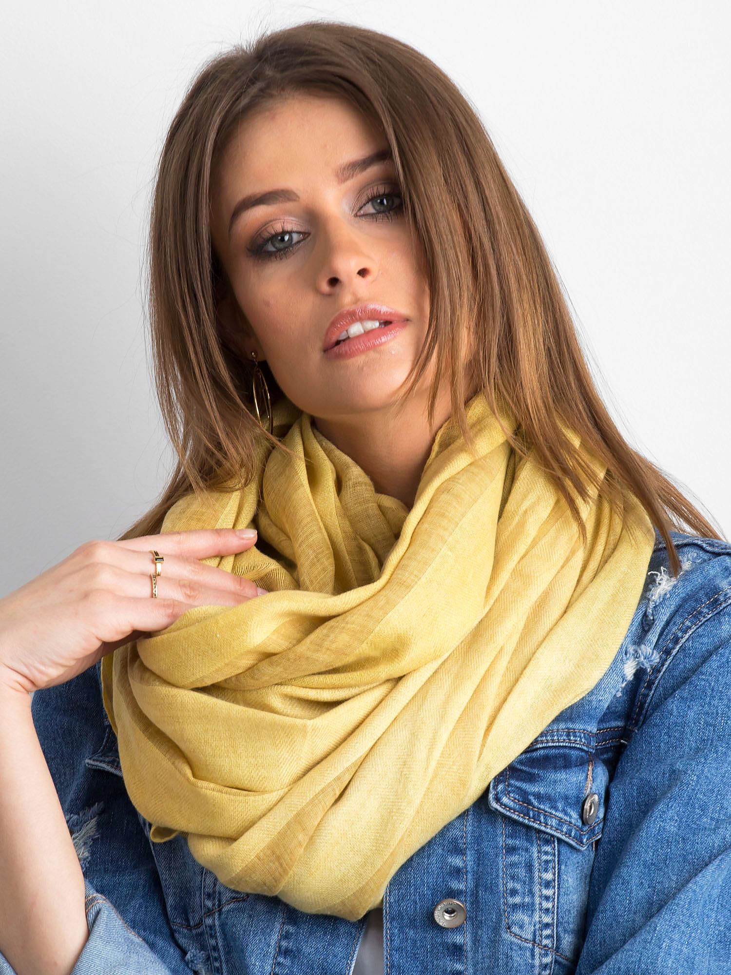 Yellow Scarf With Wide Stripes