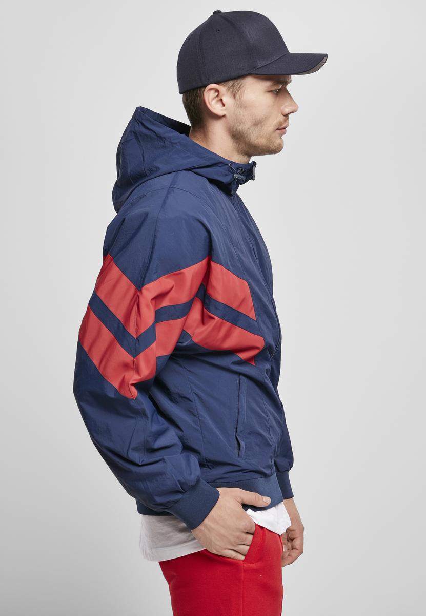 Crinkle Panel Track Jacket Navy Blue/Urban Red