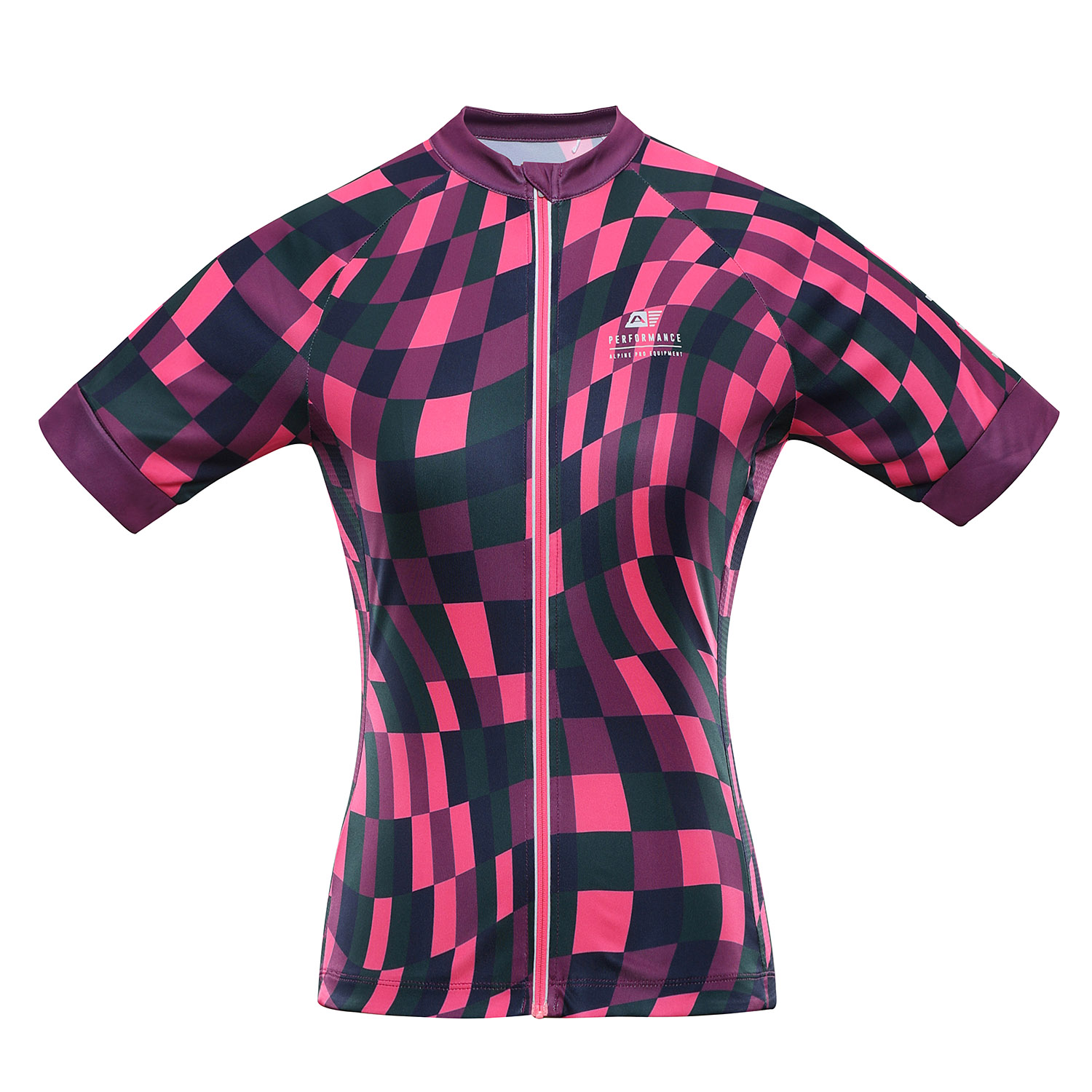 Women's cycling jersey with cool-dry ALPINE PRO SAGENA neon knockout pink variant pb