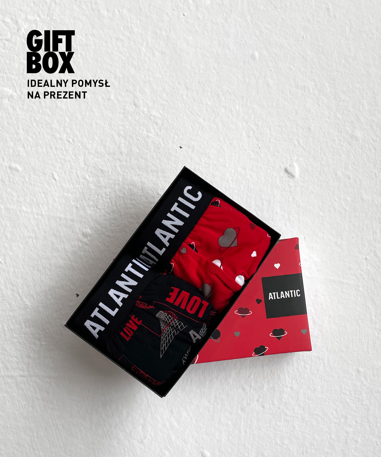 Men ́s boxers Love ATLANTIC 2Pack + gift box - black, red