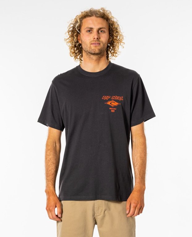 Levně Tričko Rip Curl FADE OUT ICON TEE Washed Black