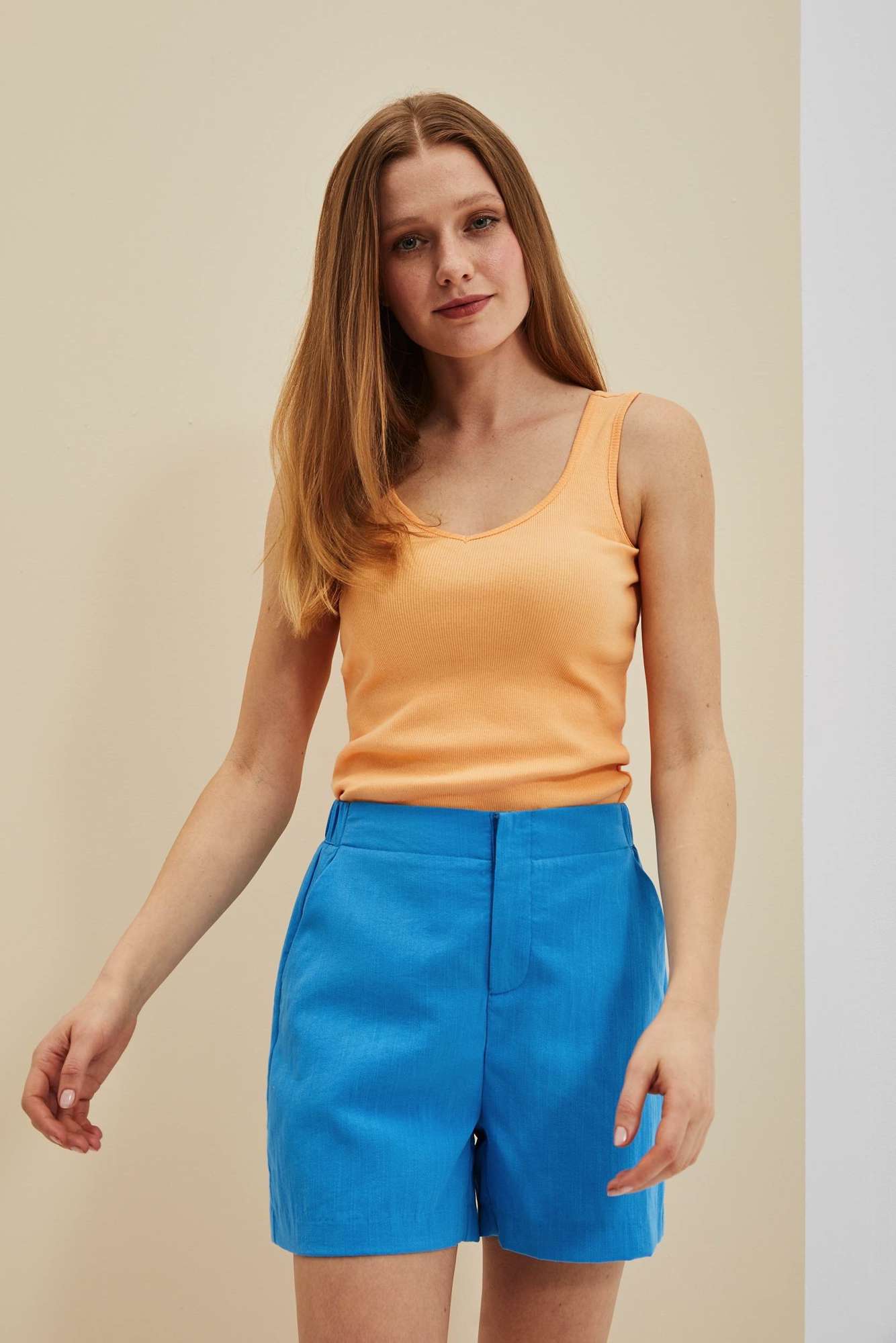 WOMEN'S TOP L-TS-4079 PEACH