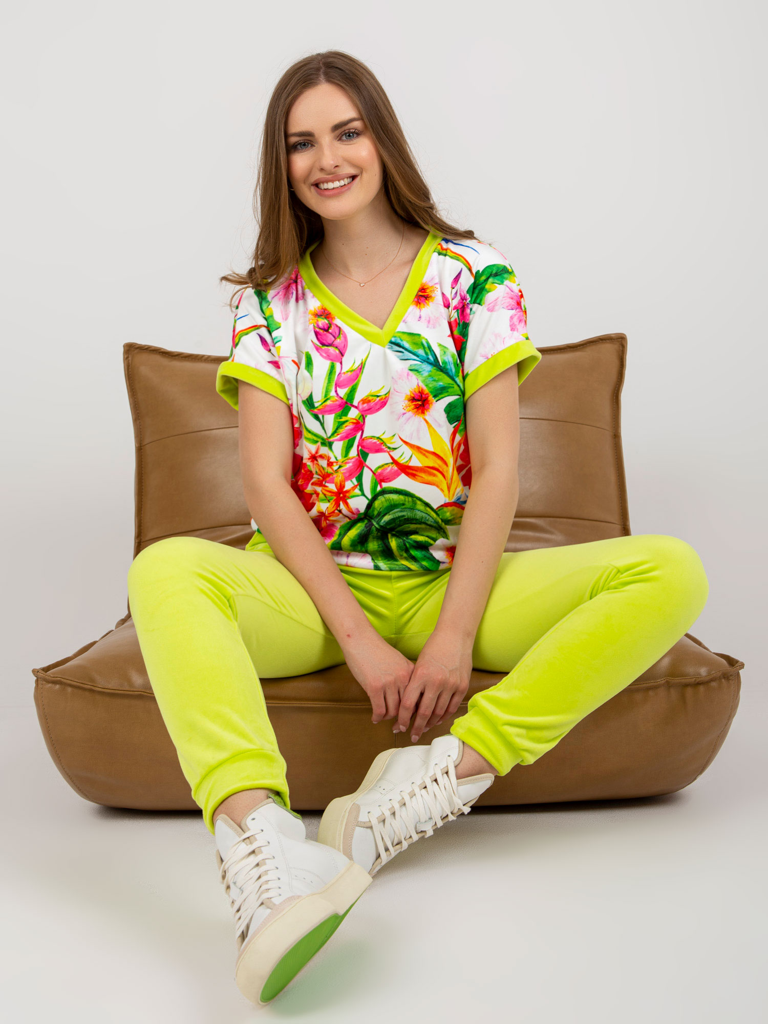 Lime Velour Set With Oversize Blouse RUE PARIS