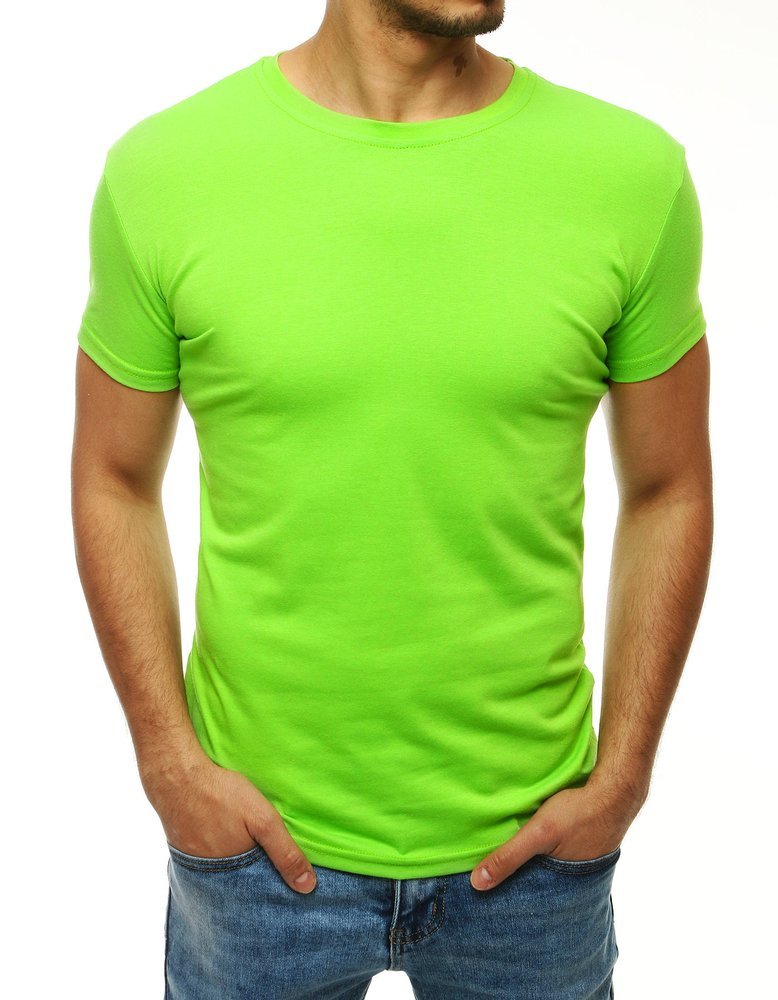 T-shirt męski bez nadruku limonkowy Dstreet