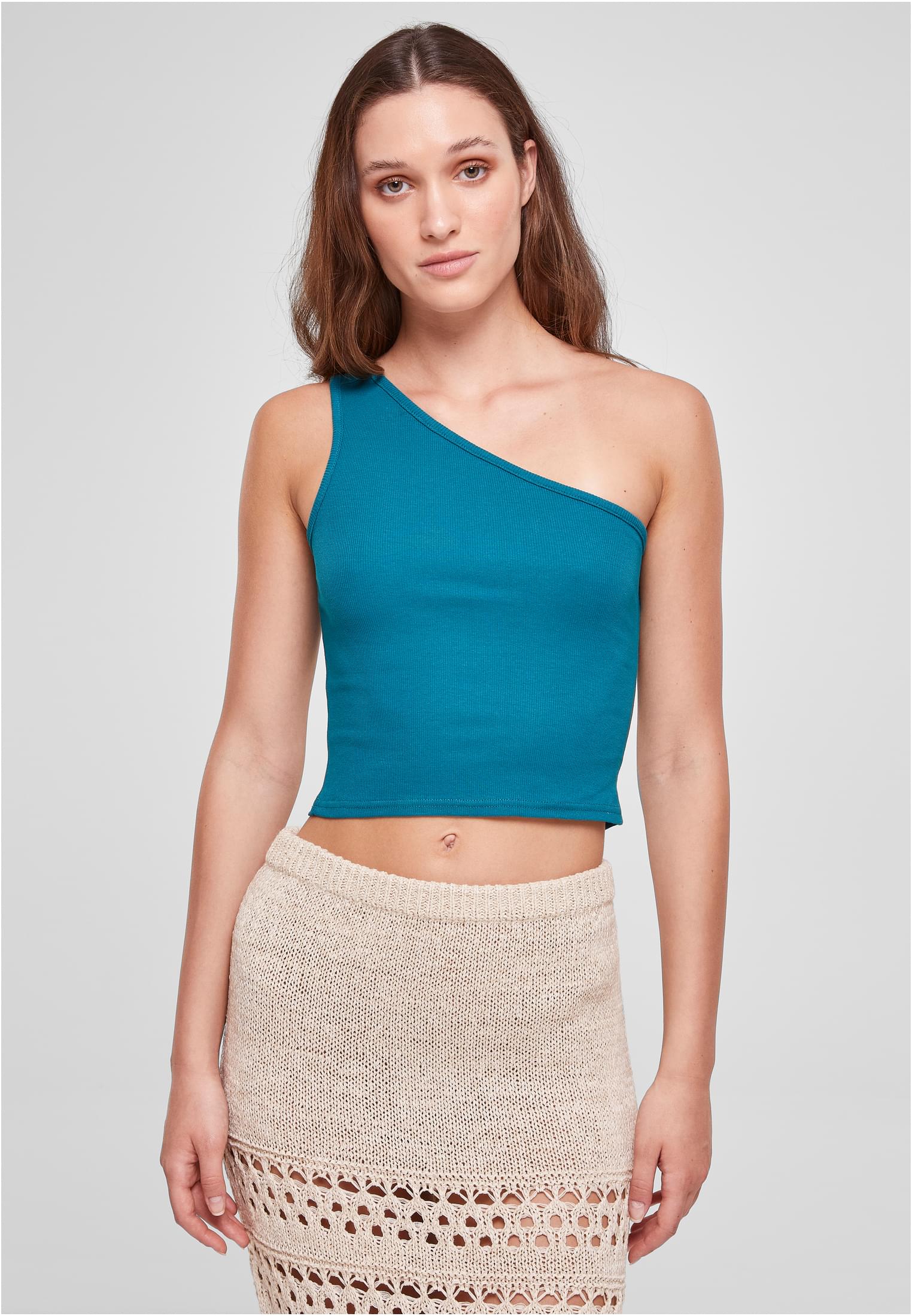 Women's Cropped Asymmetrical Watercolor Top