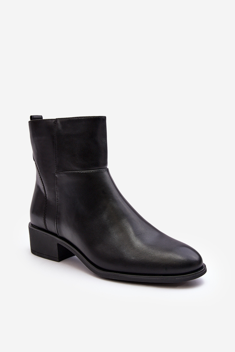 Women's leather boots with zipper black Semotti