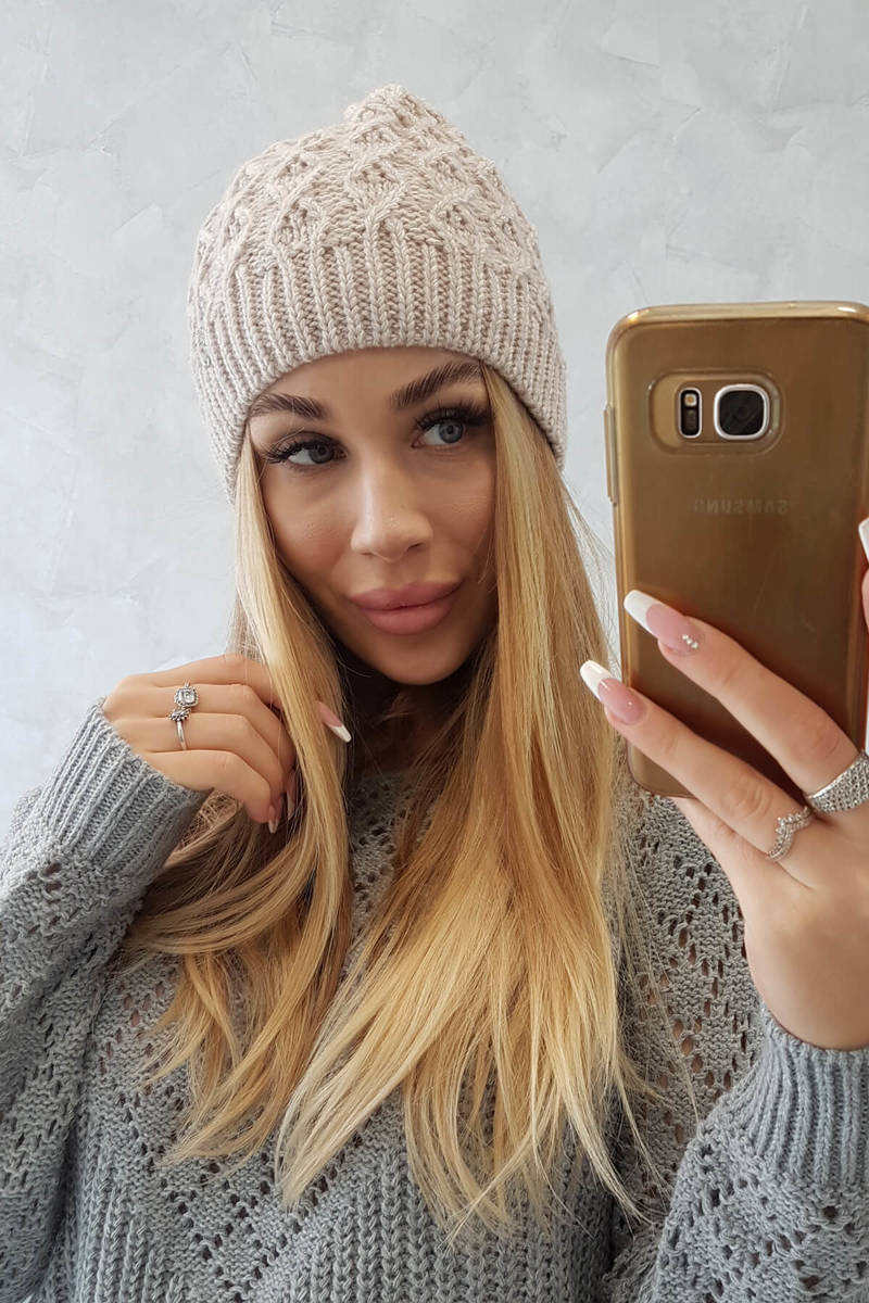 Beanie with fleece Roma K224 light beige