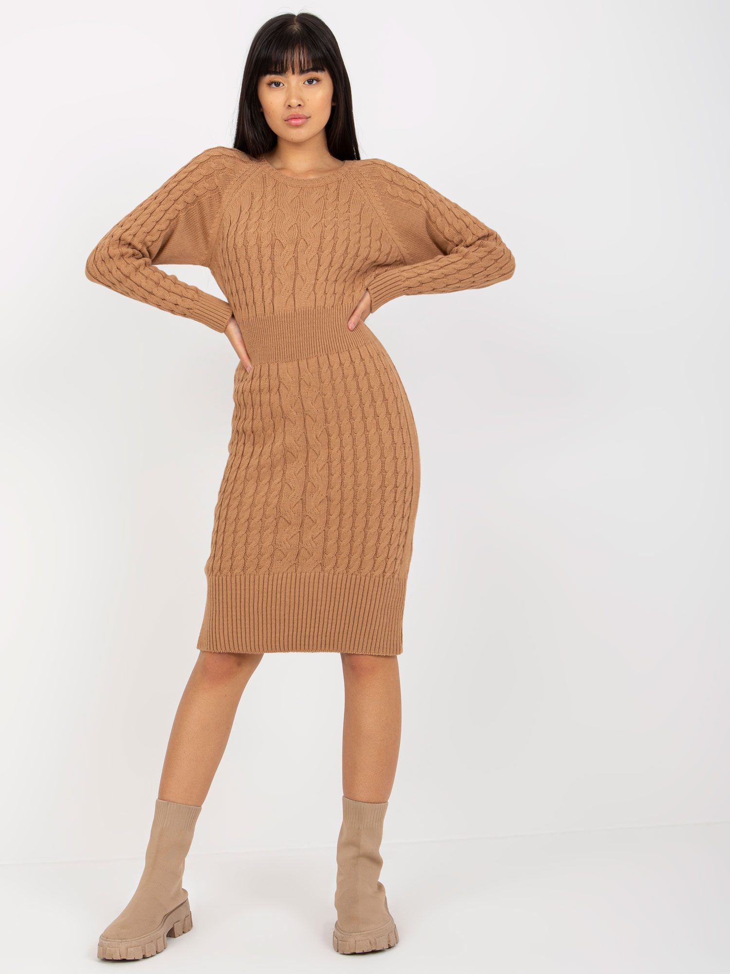 rue-paris-dark-beige-pencil-dress-with-braids