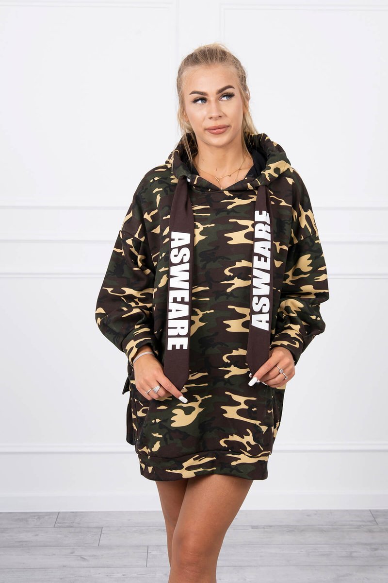 Camo dress with back pocket khaki+brown