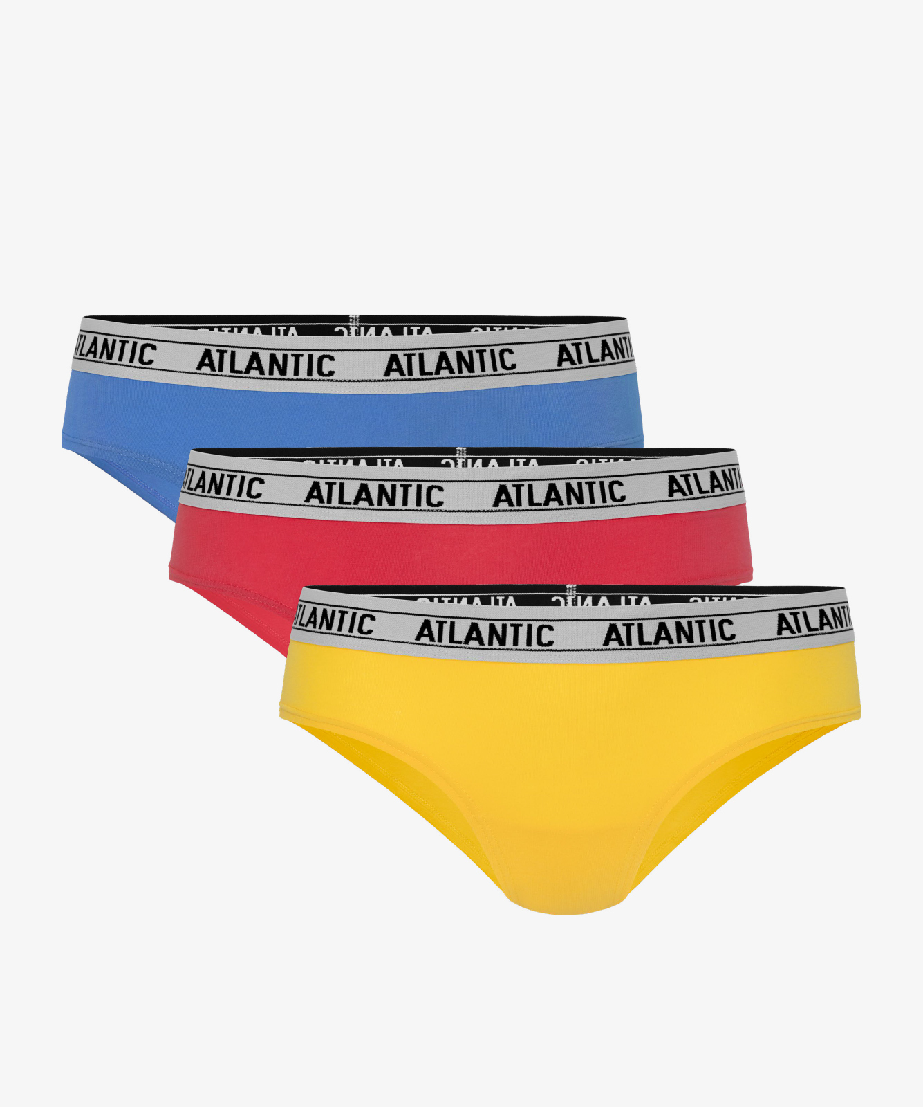 Levně Dámské kalhotky Half Hipster ATLANTIC 3Pack - korálová, žlutá, modrá