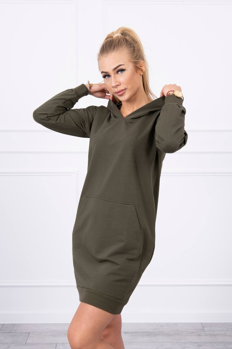 Khaki dress with hood