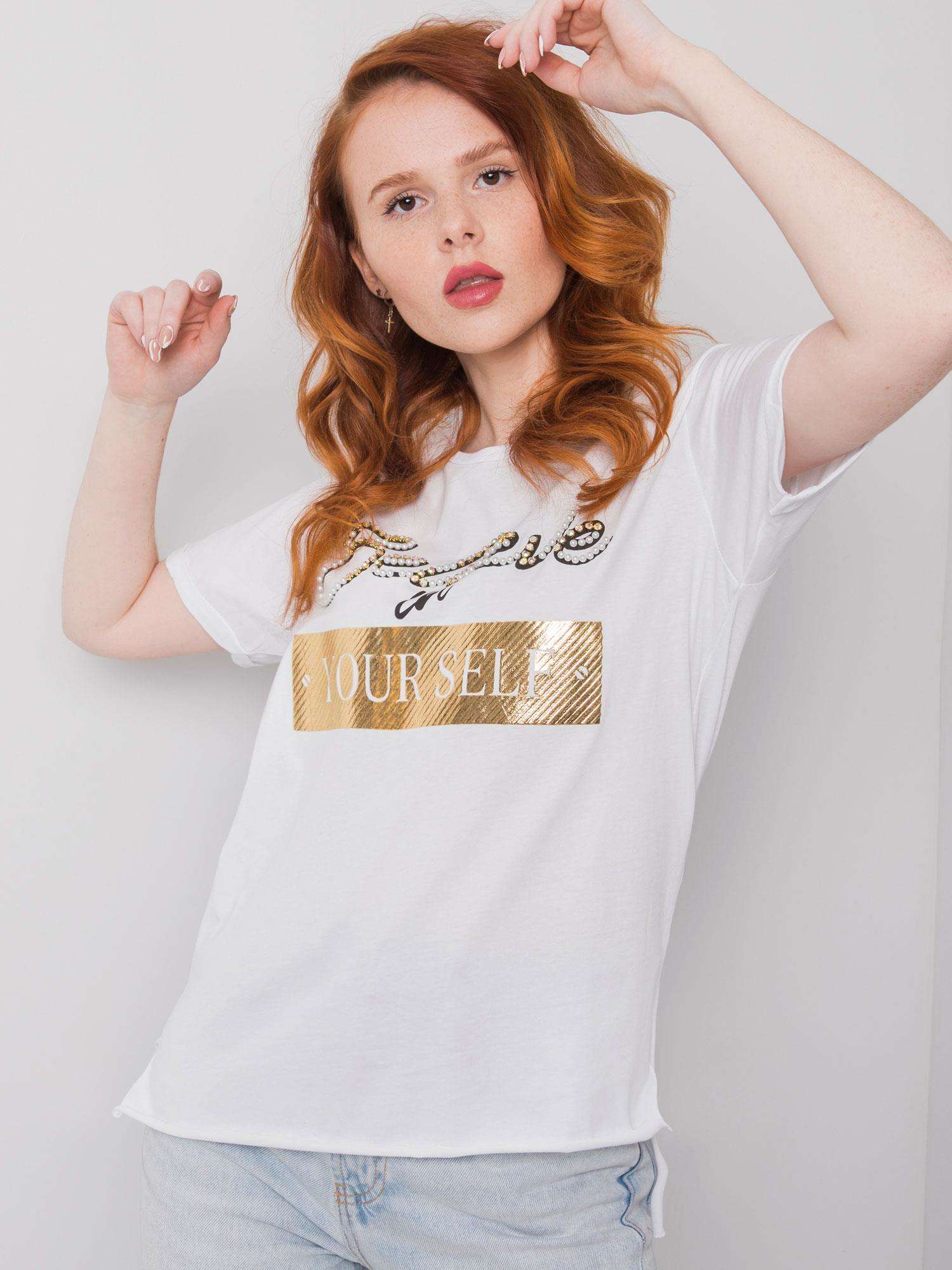 White Women's T-shirt With Evelyn Patch