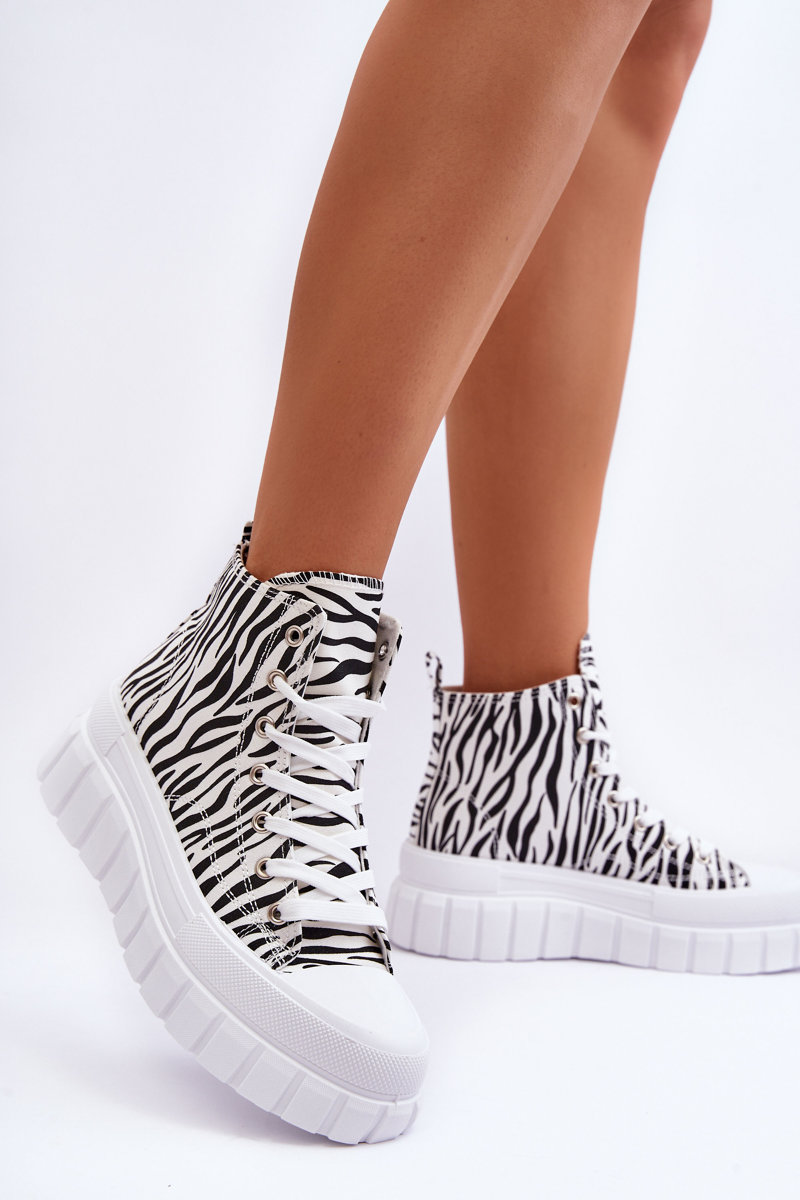 Women's Tall Tramps With Zebra Pattern White Florensi