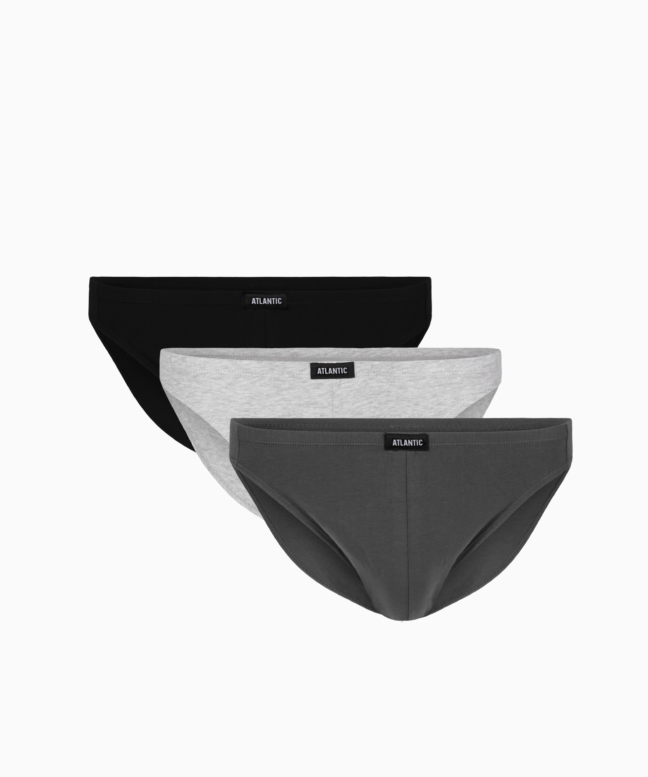 Men's cotton briefs ATLANTIC Mini 3Pack - black, gray melange, graphite