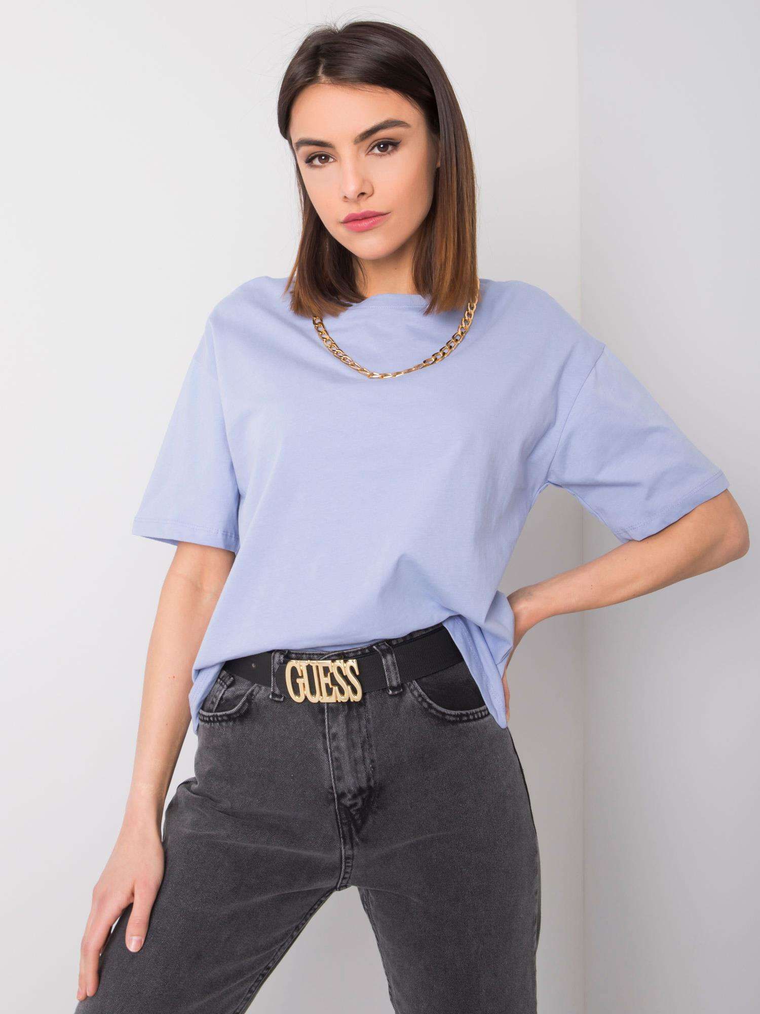 Blue Cotton T-shirt Donna RUE PARIS