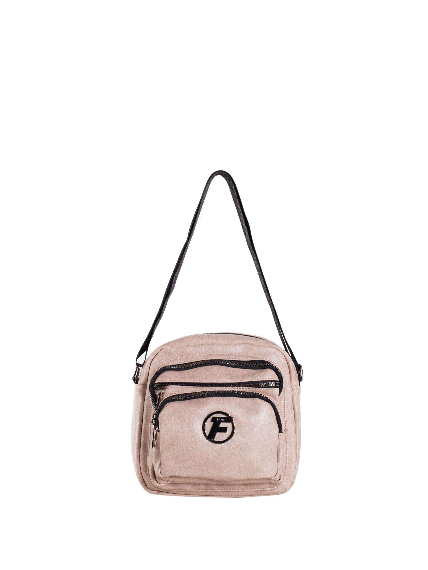 Light pink messenger bag with wide strap