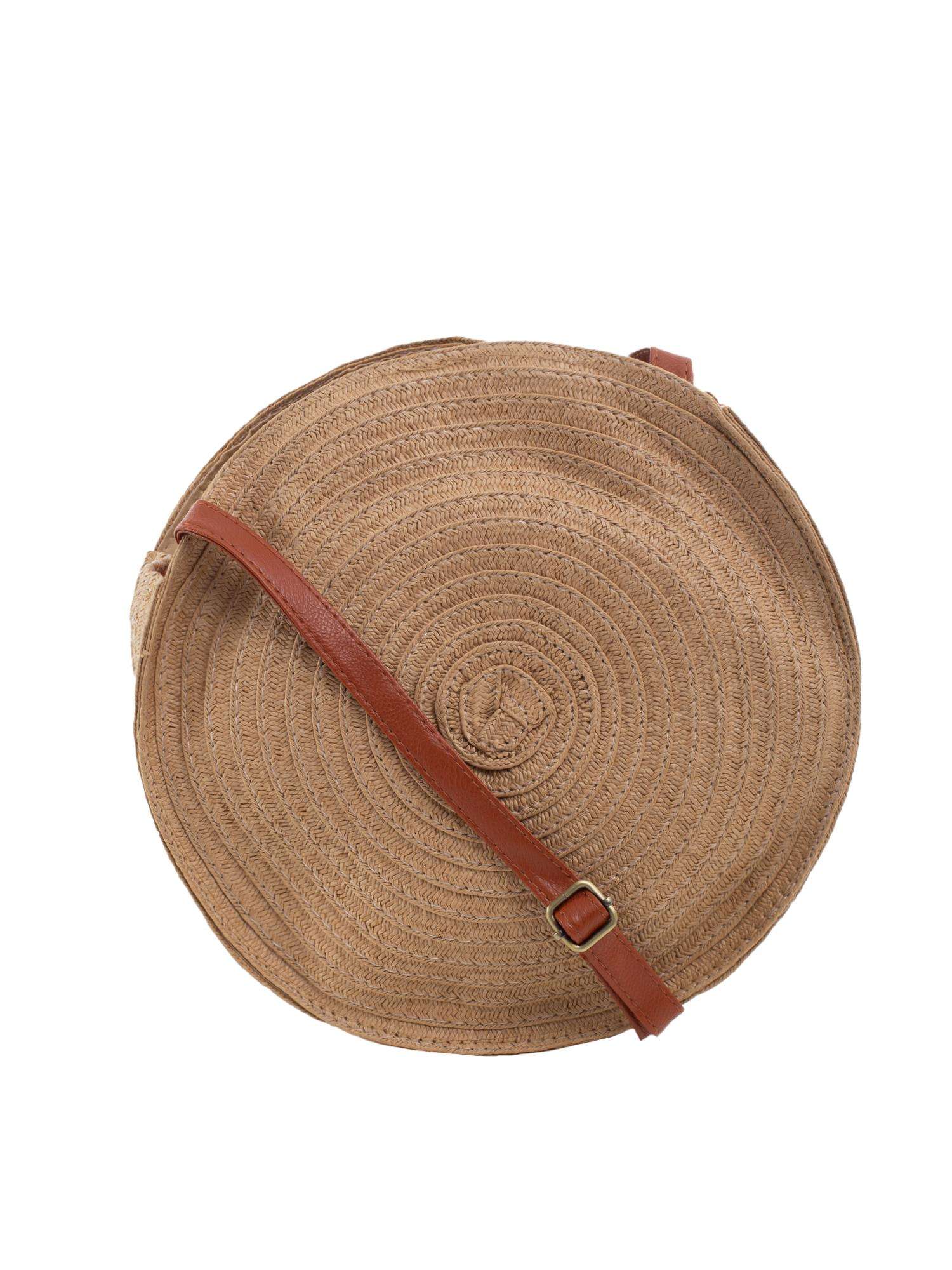 Woven Round Dark Beige Bag