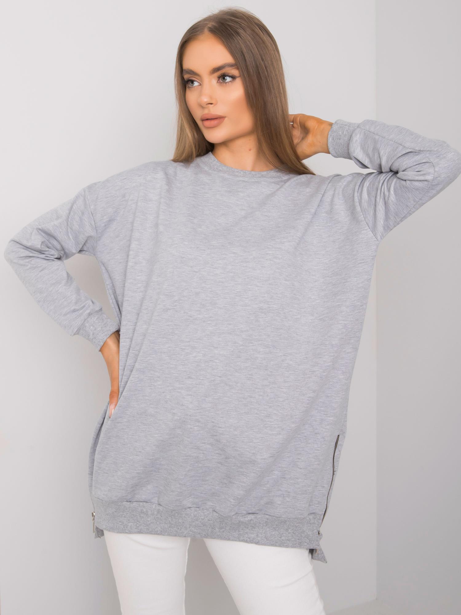 Lady's Grey Melange Tunic With Zip Closure