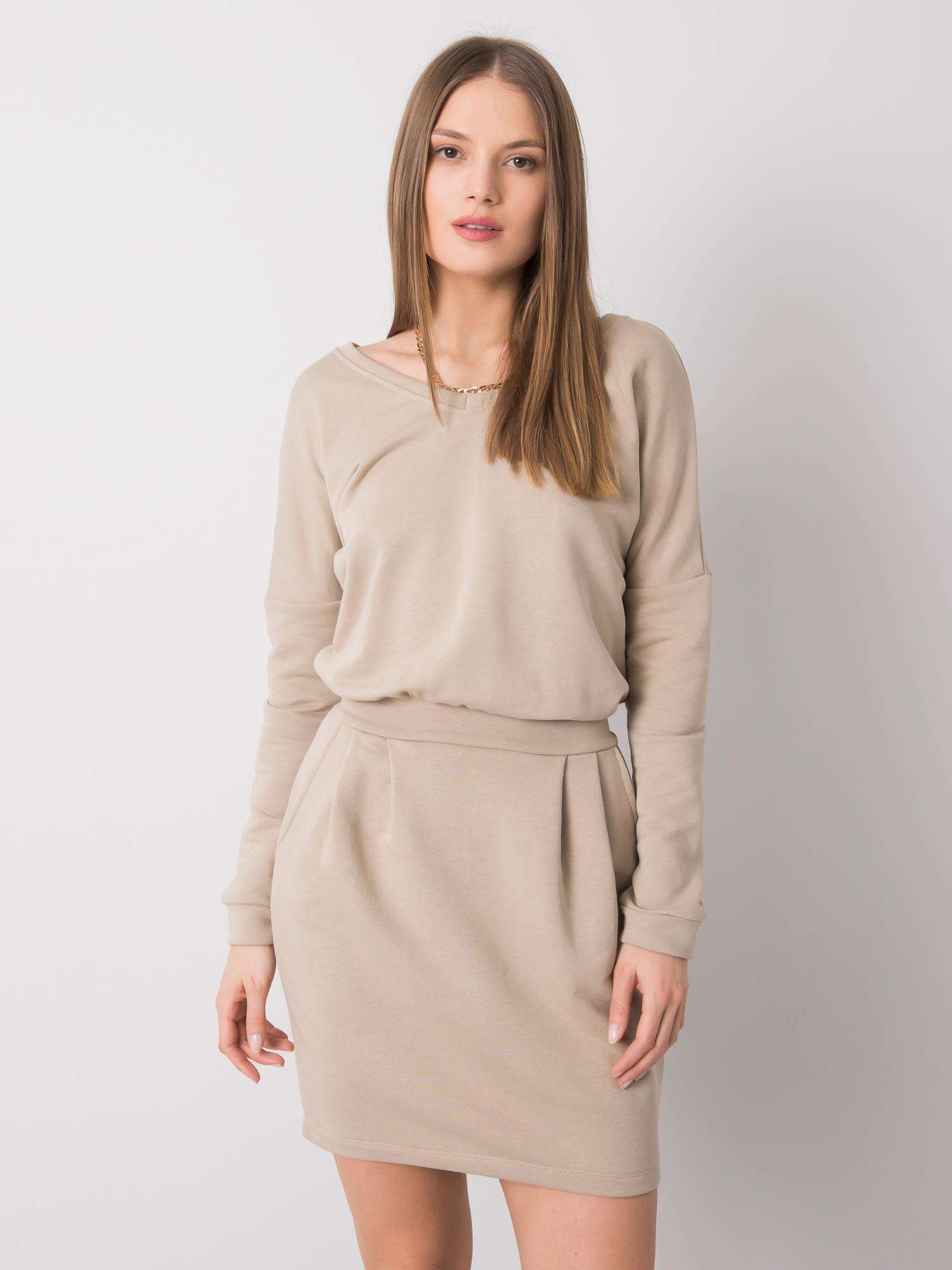 Dámské šaty Fashionhunters Beige