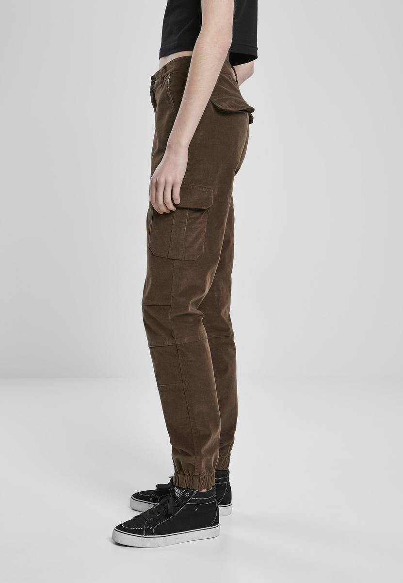 Doamnelor high waist Cargo Corduroy Pantaloni Dark Olive