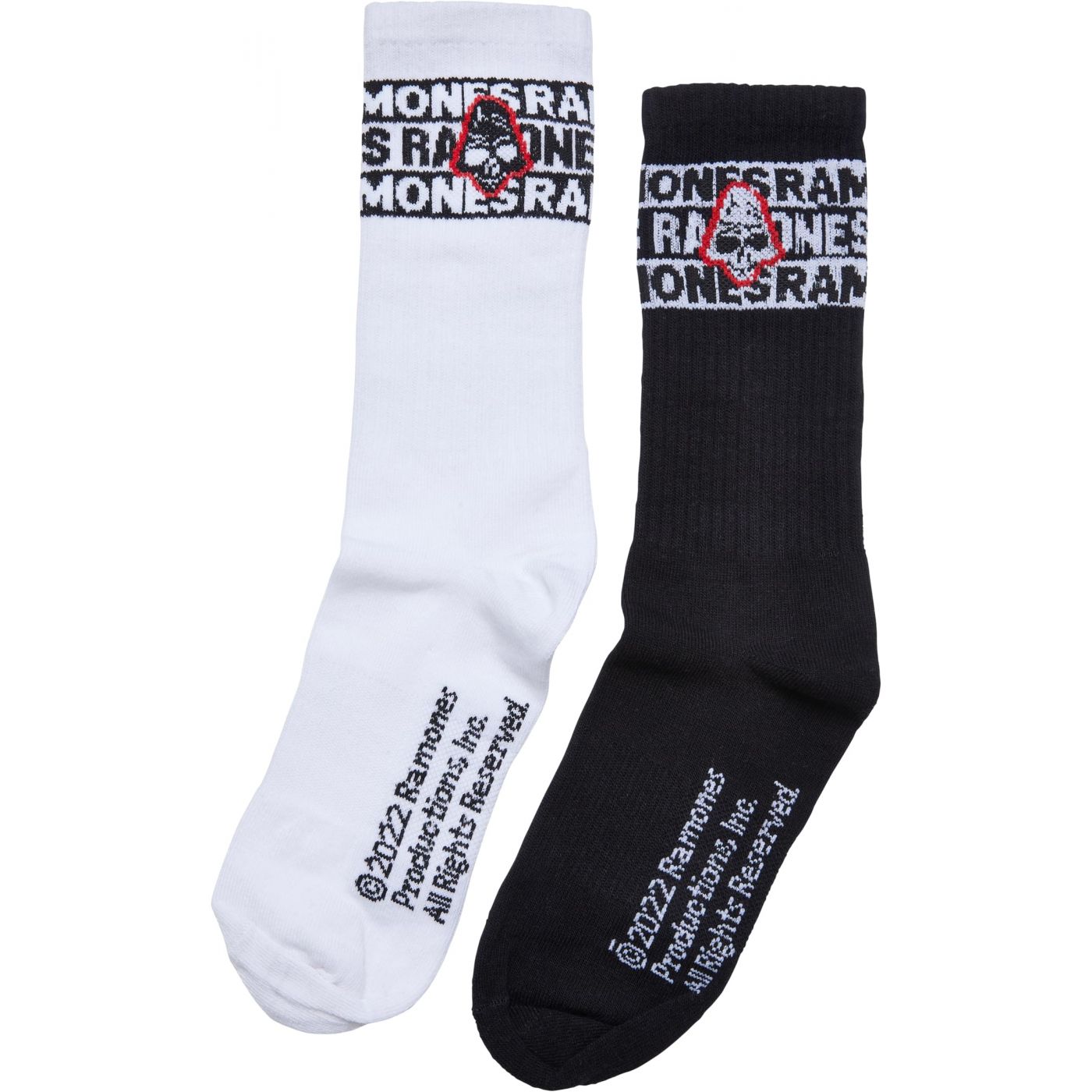 Ramones Skull Socks 2-Pack Black/White