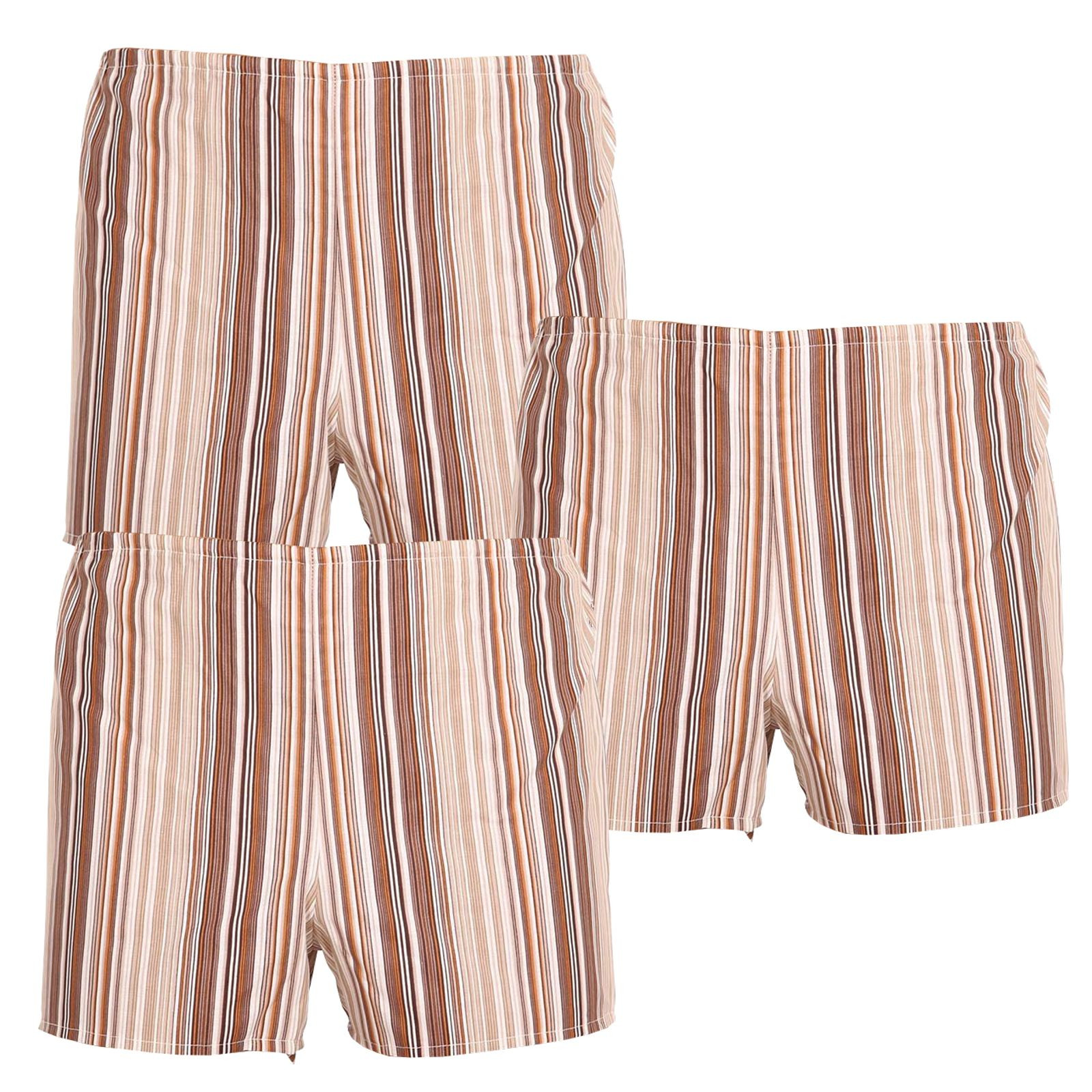 3PACK Men's Classic Shorts Foltýn brown with stripes oversize