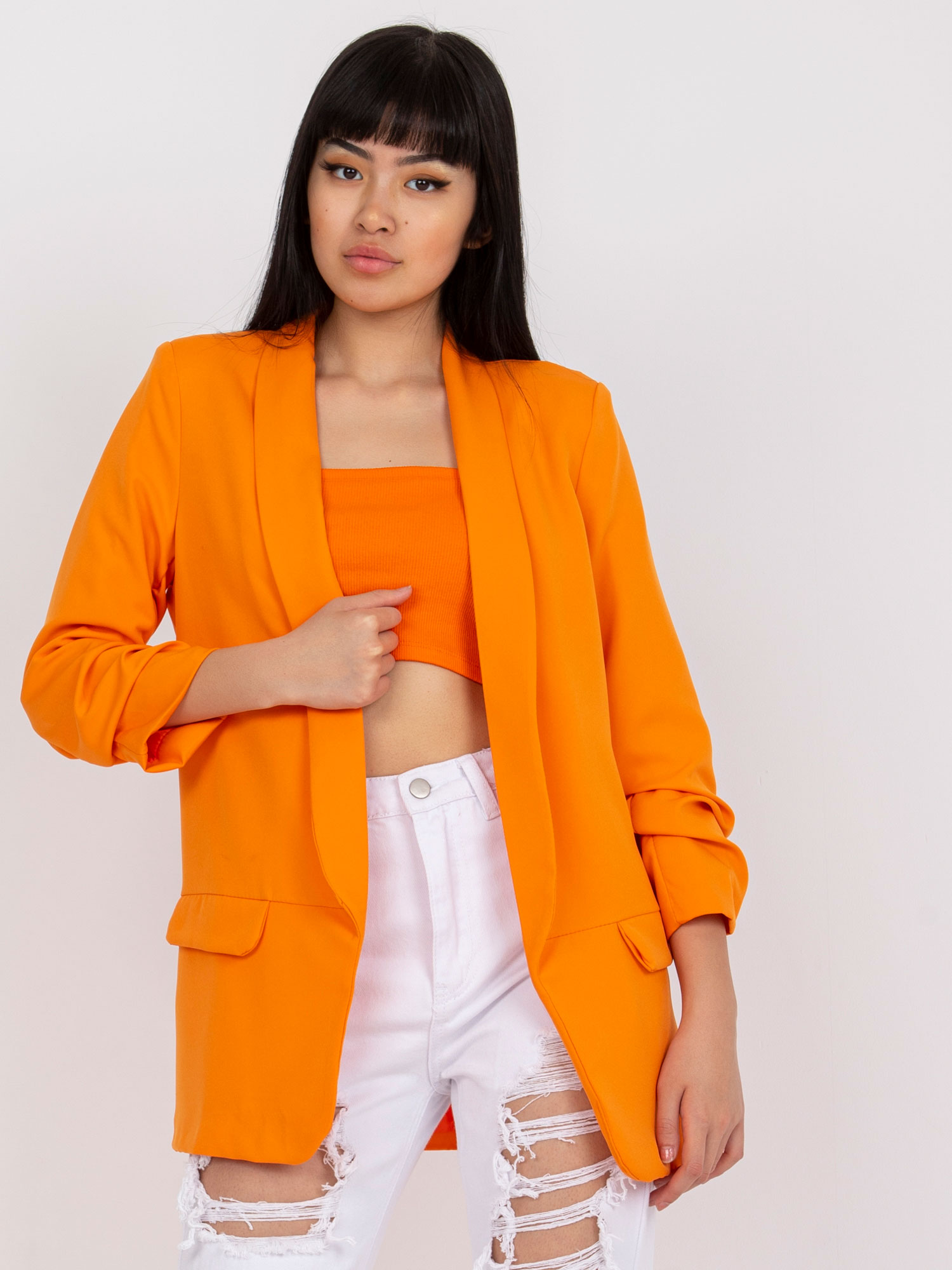 Women's Light Orange Blazer With Lining