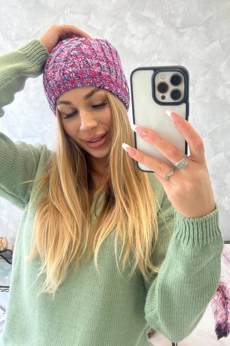 Beanie with fleece Merry K225 fuchsia+purple