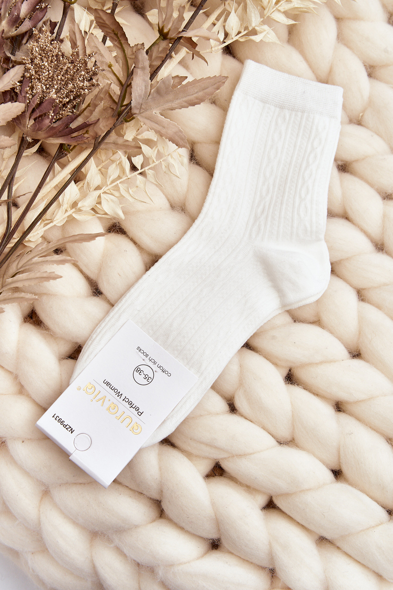 Women's Embossed Socks White