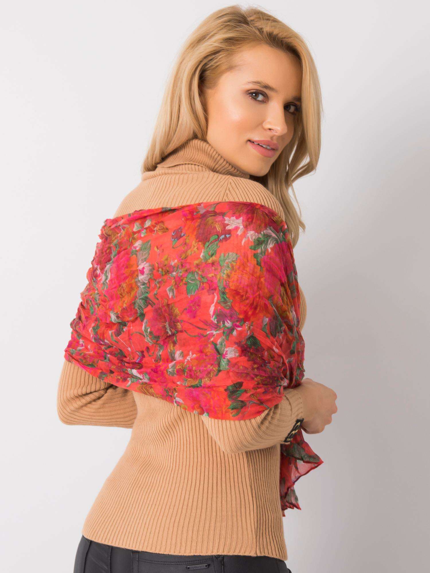 Eșarfă coral cu modele florale