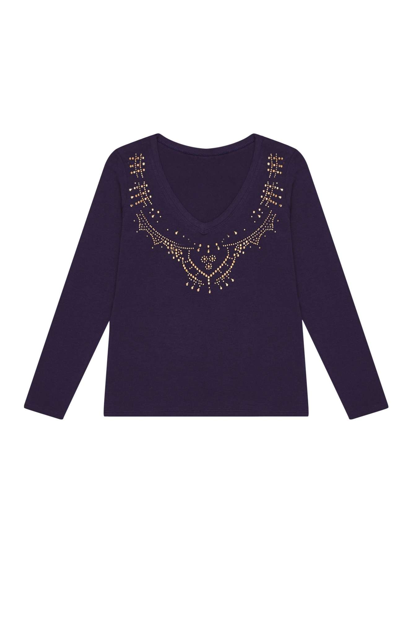 Cotton blouse with rhinestones