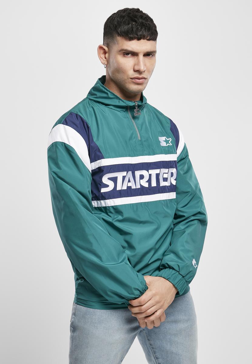 Levně Starter Half Zip Retro Jacket retro zelená/modrá noční/bílá