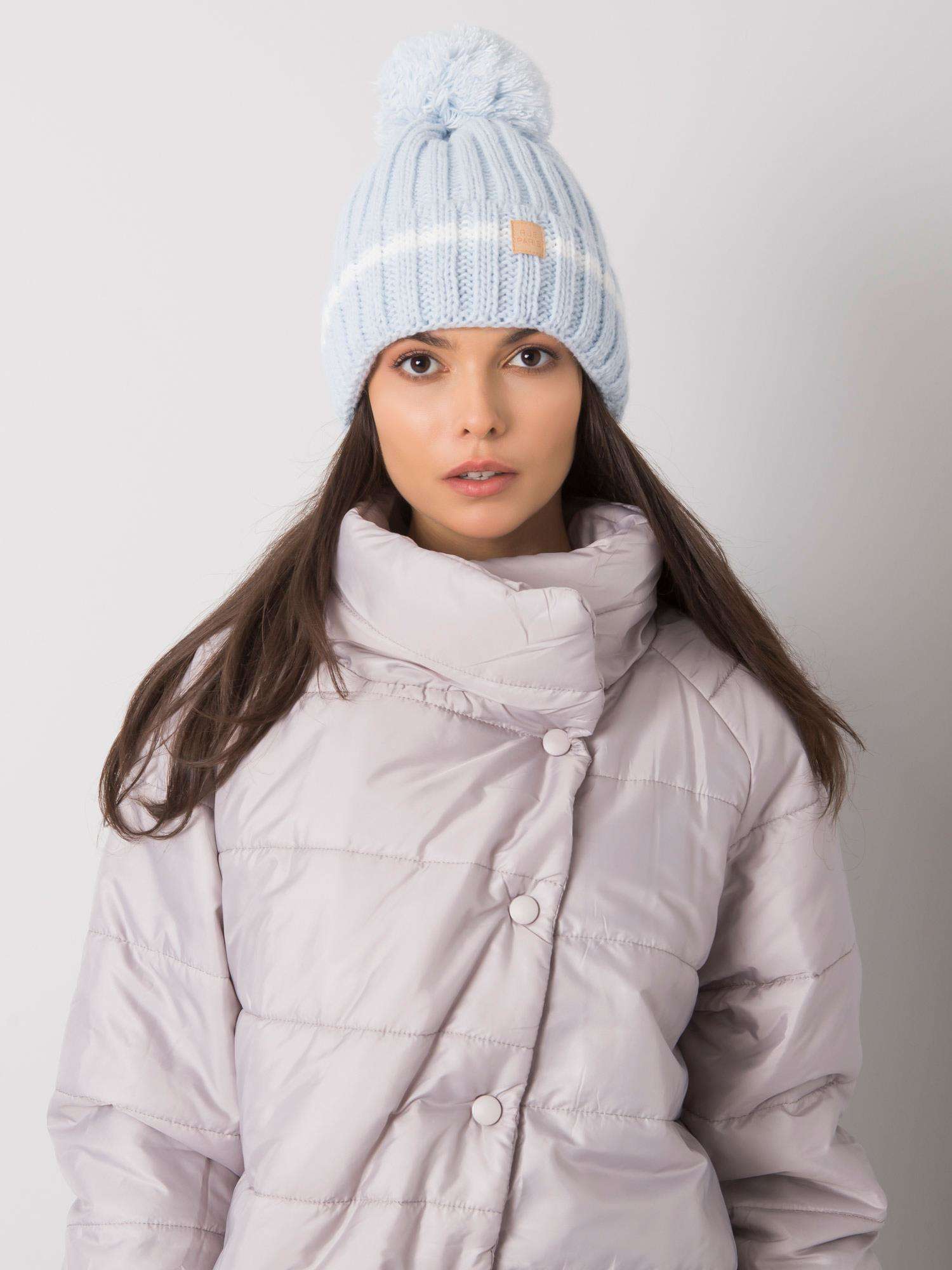 Light blue warm cap for women