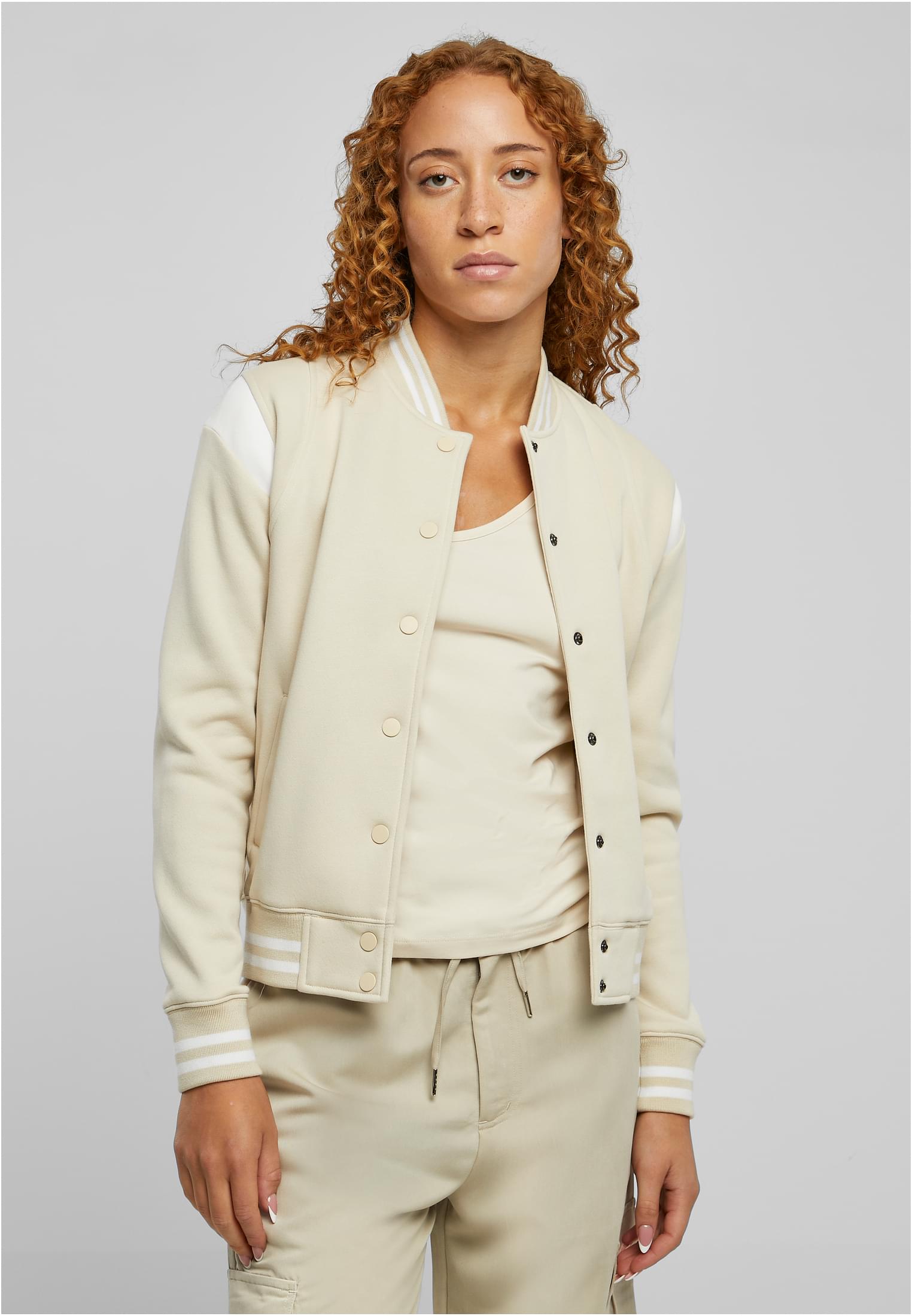 Women's Inset College Sweat Jacket Softseagrass/white