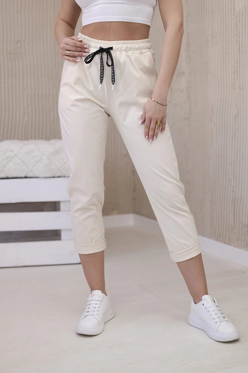 New Punto Trousers with Tie at the Waist Light Beige