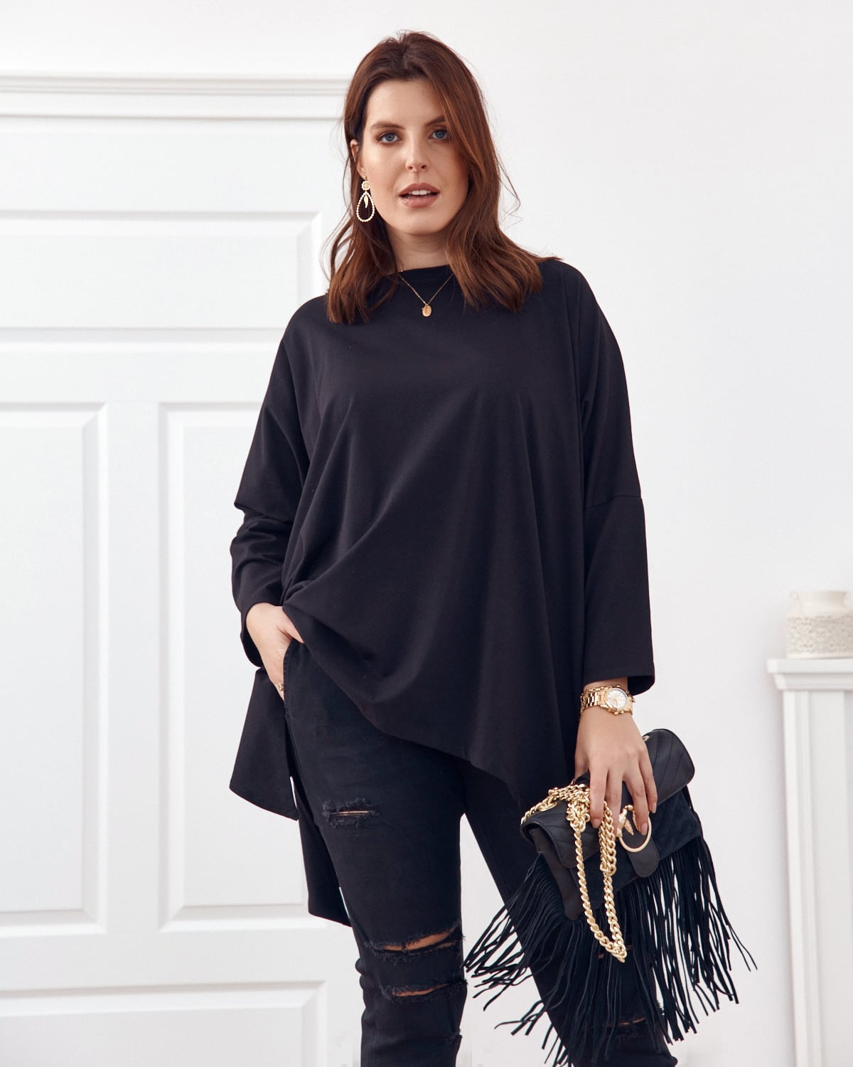 Black tunic with longer sides