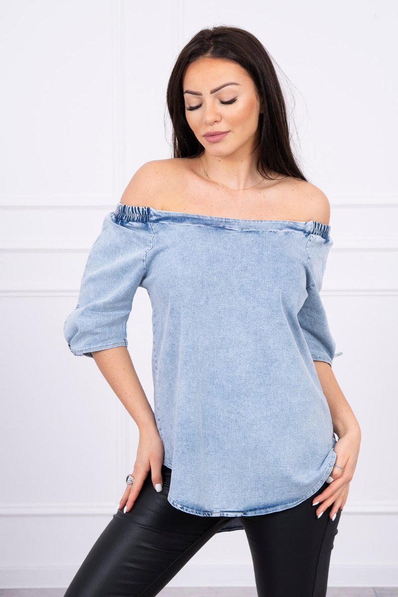 Denim Blouse With Stretch