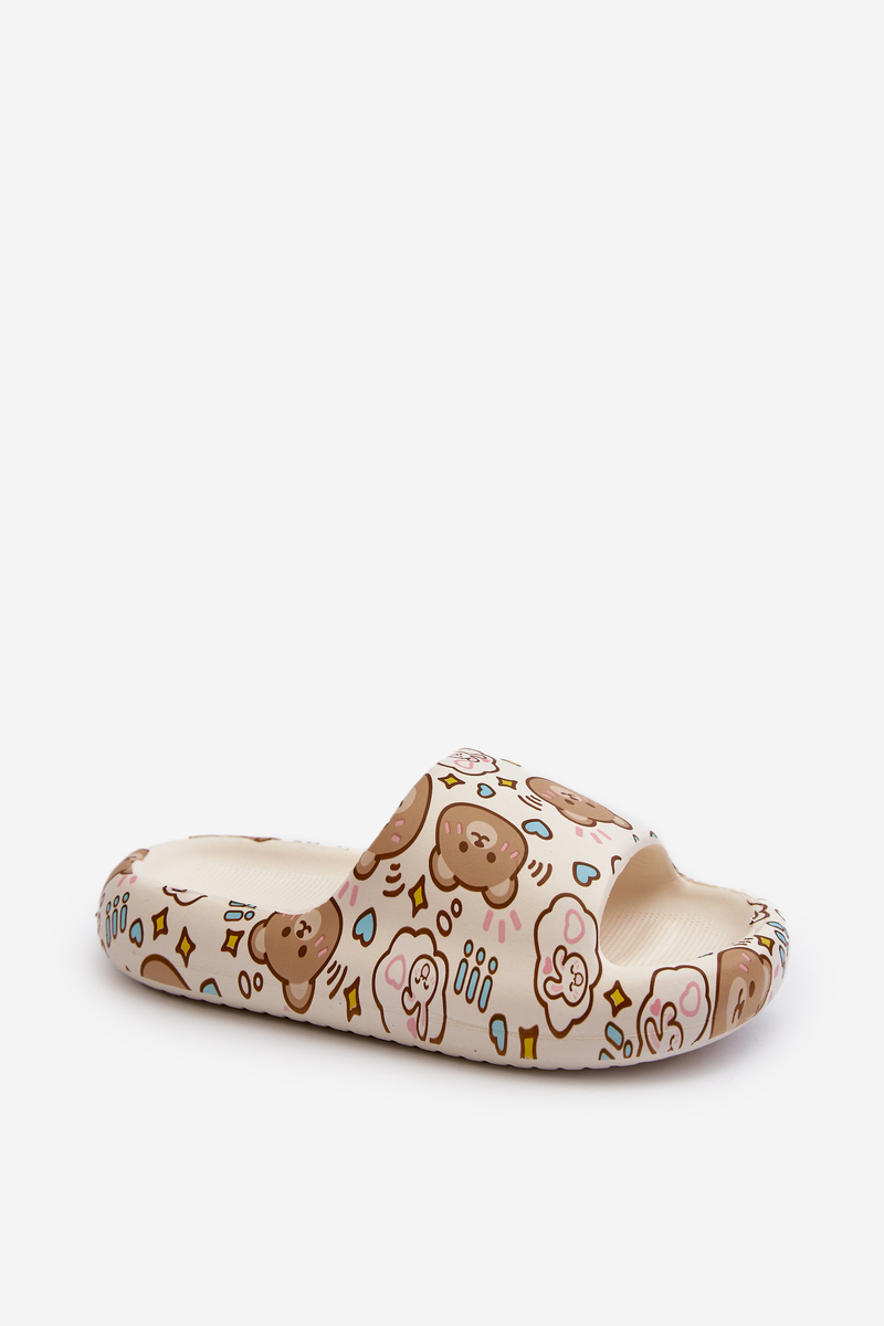 Children's light slippers with teddy bear, beige Evitrapa