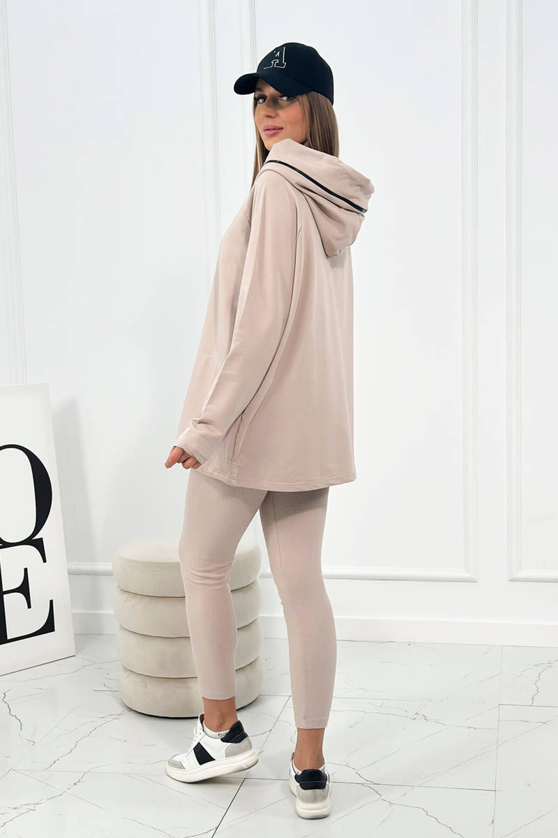 Set cotton sweatshirt + leggings beige